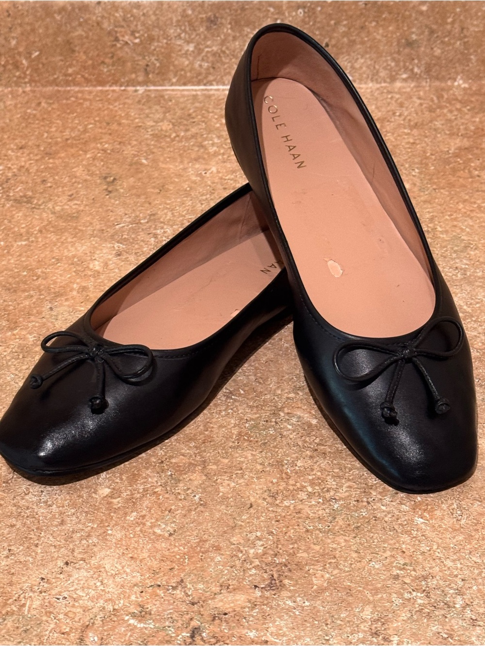 Cole Haan Black Leather Ballet Flats - Classic Bow - Women’s Size 9